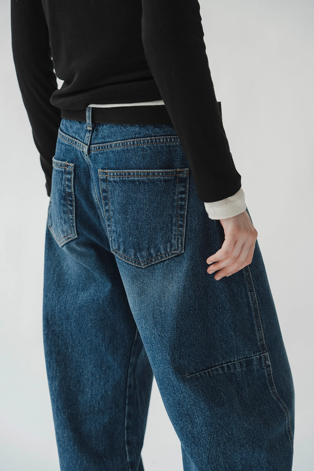 블루브릭 [기장선택] Round tomboy denim (deep blue) 상품 이미지 2