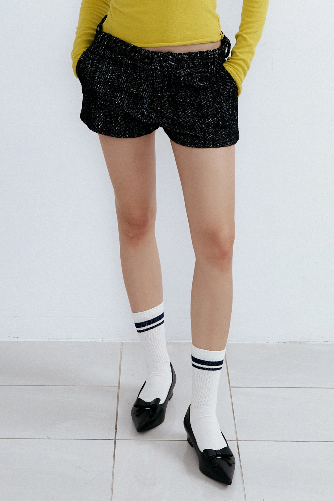 포지프레클즈 Herringbone Shorts_Black 상품 이미지 2