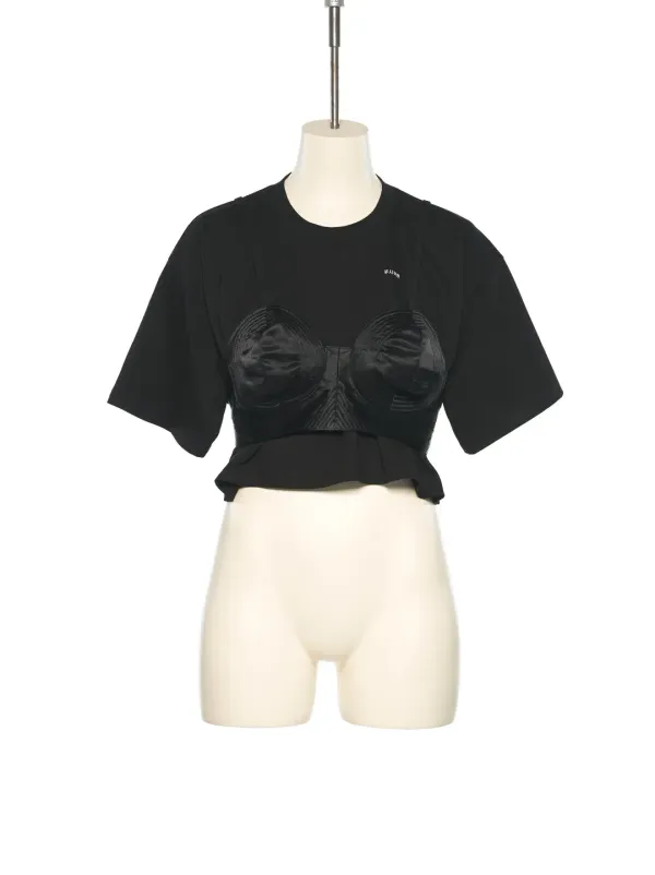 PS25 BLACK BRA POINT CROPPED TOP