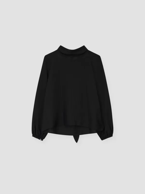 HIGH NECK TIE BLOUSE_BLACK_OE3C2CBL90BKA