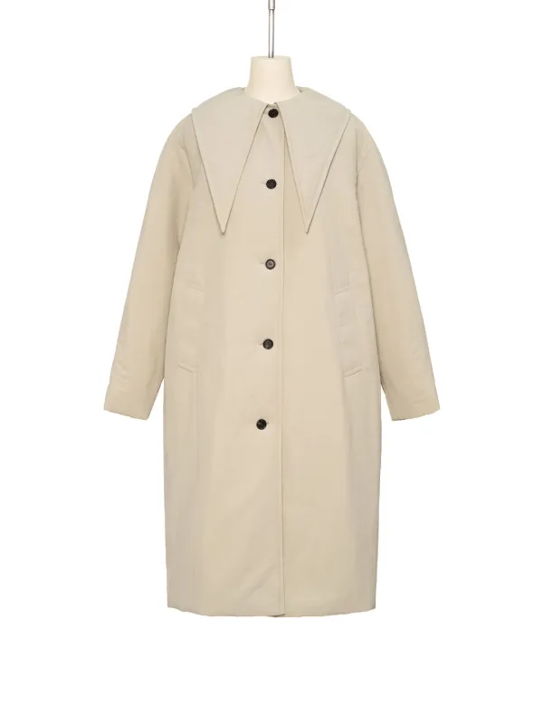 FW25 UNDERLINE LIGHT KHAKI SCARF COLLAR SINGLE COAT