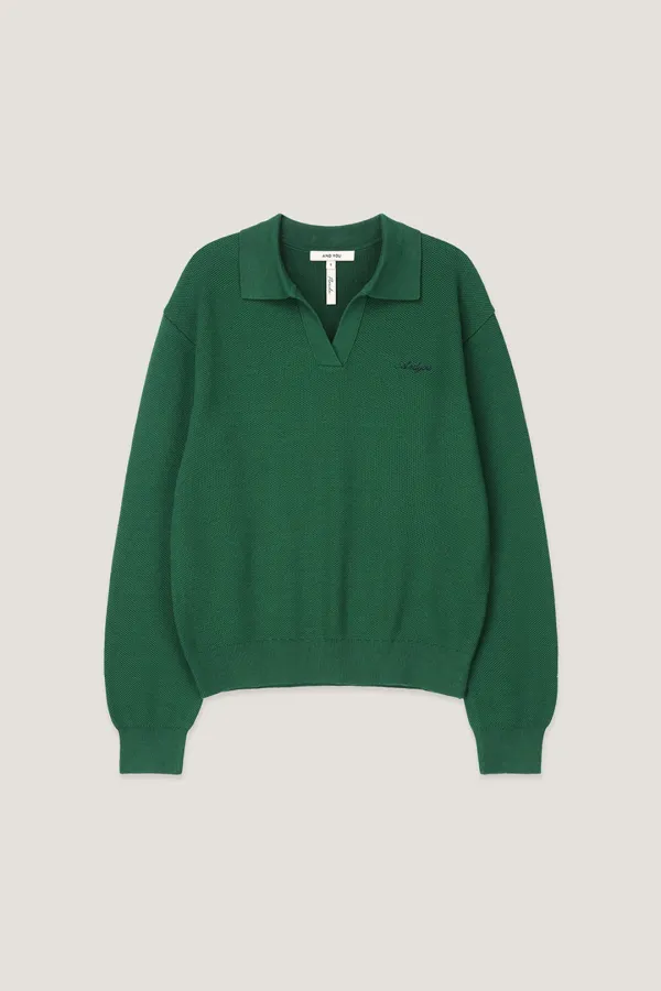 케이프 오픈 카라 니트 (Green)