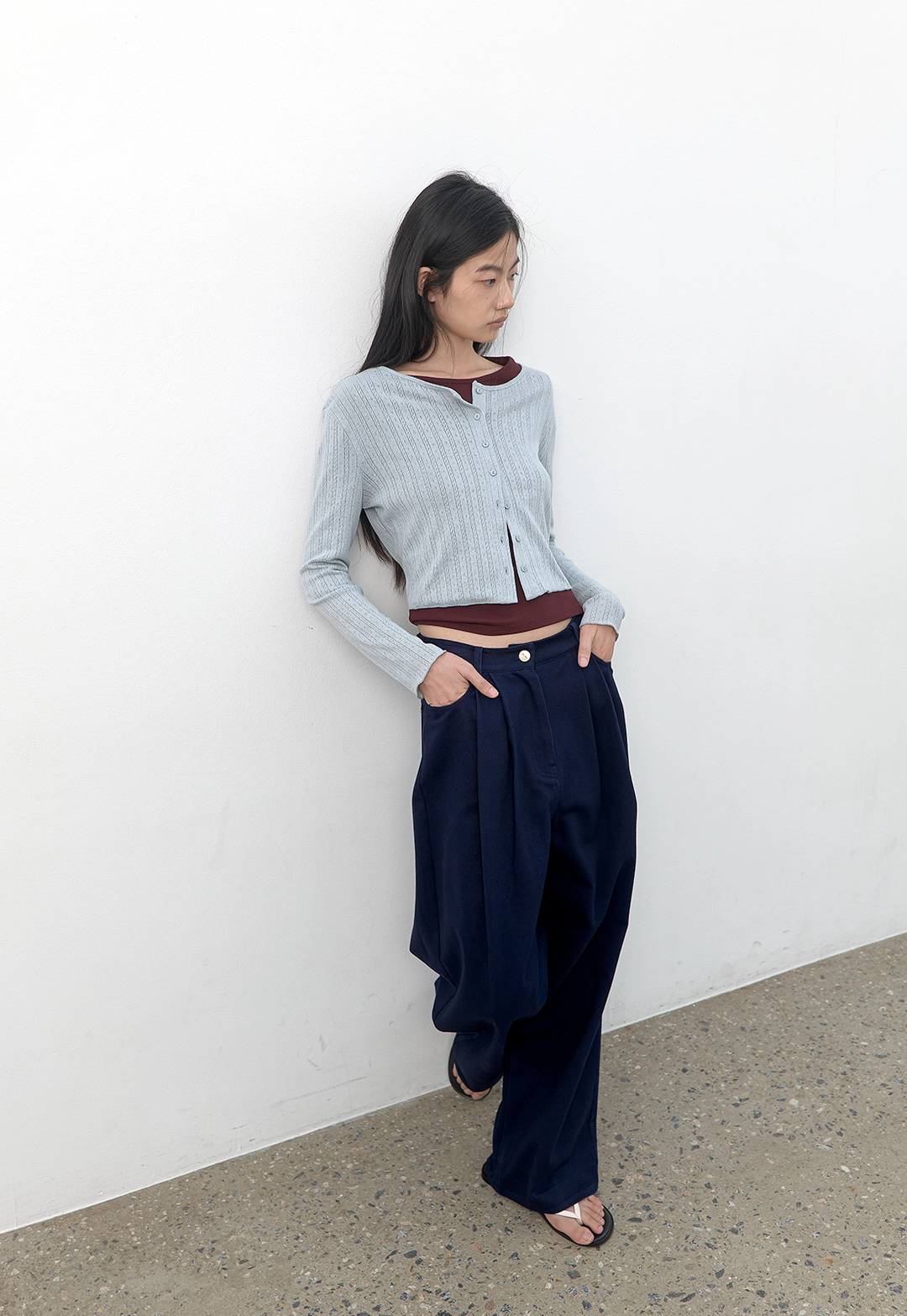 아뜰리에 나인 (CD-2267)POINTEL JERSEY CROP CARDIGAN 상품 이미지 3