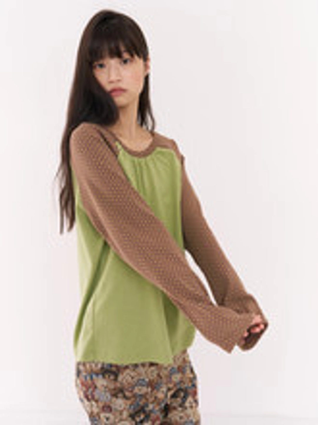 무음 Star Shirring Raglan Tee (Olive Brown) 상품 이미지 3