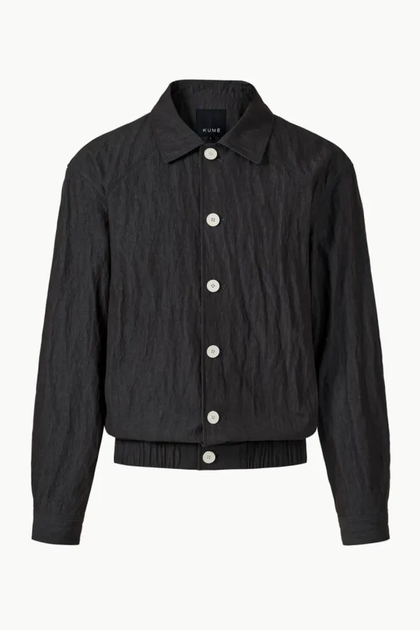 Men\'s Casual Button Blouson, Charcoal