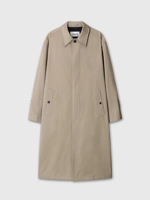 (W) COTTON DRILL SINGLE-BREASTED OVERCOAT_ BEIGE