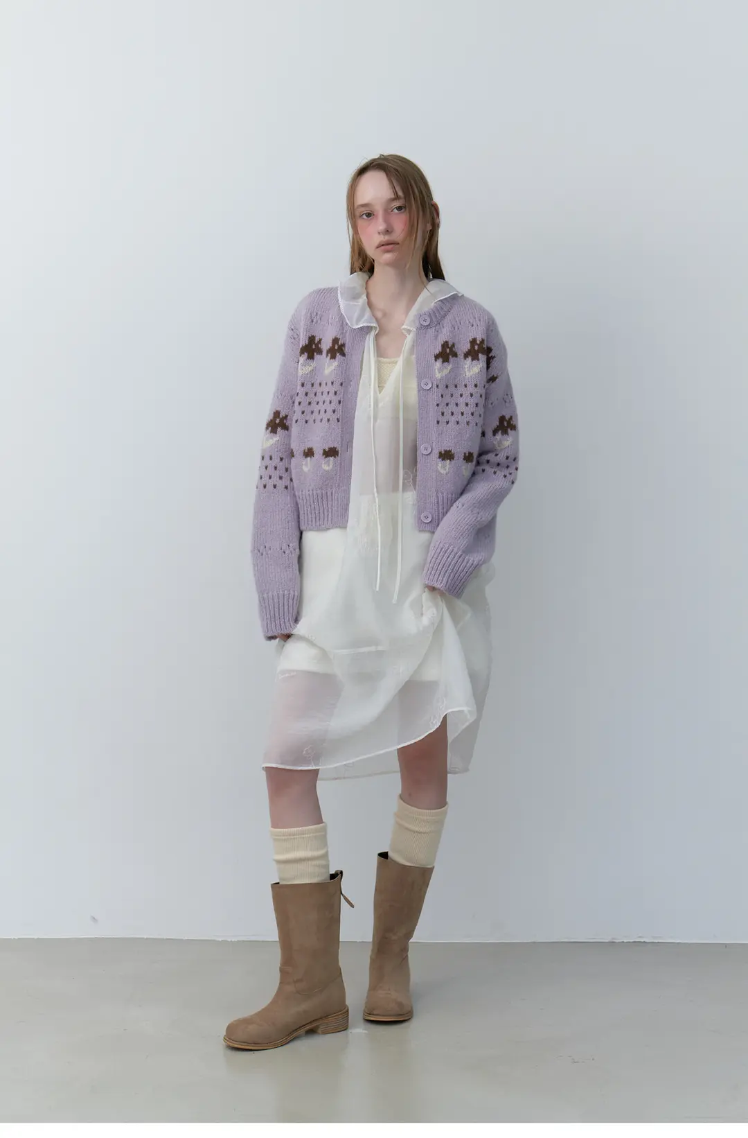 순수 (2nd Re-stock) Winter Garden Cardigan (Lilac) 상품 이미지 1