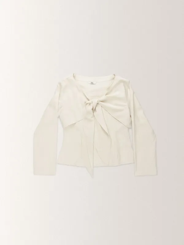 SHEER RIBBON BLOUSE [ CREAM ]