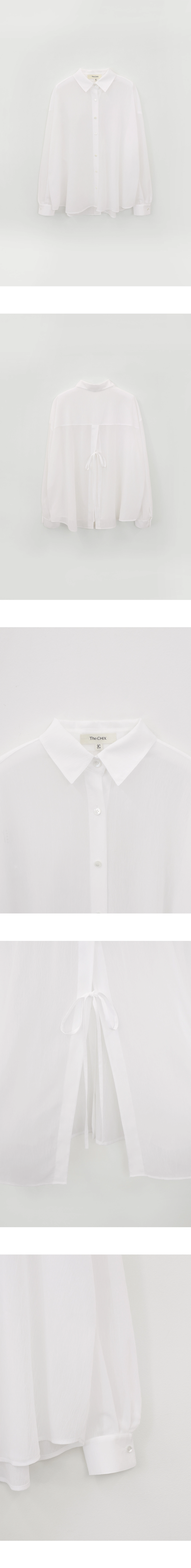 칙스라벨 CHIXLABEL H 르아 백슬릿 시어 셔츠 - White 상품 이미지 2