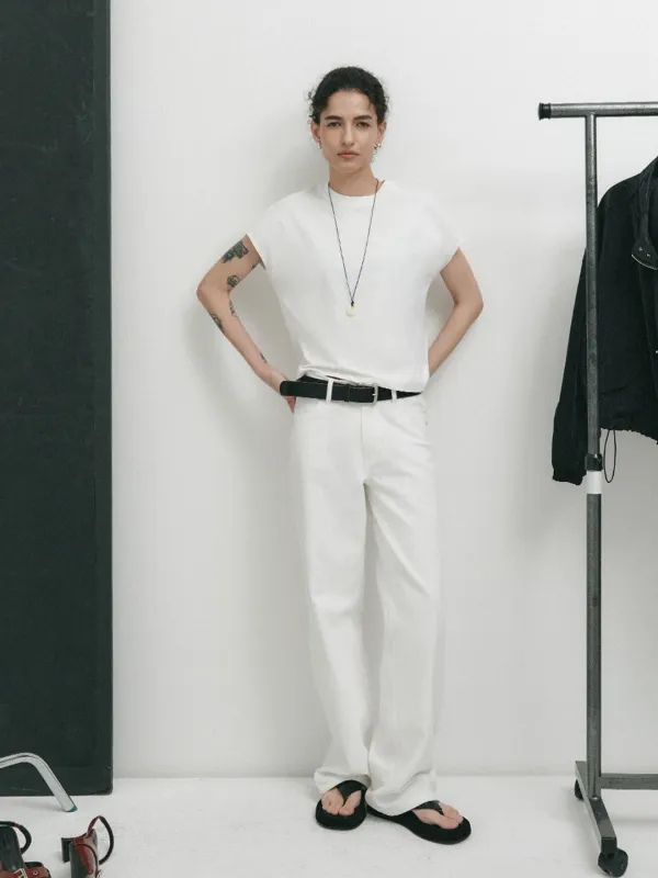 COMFY CUT-ON SLEEVE T-SHIRT_WHITE