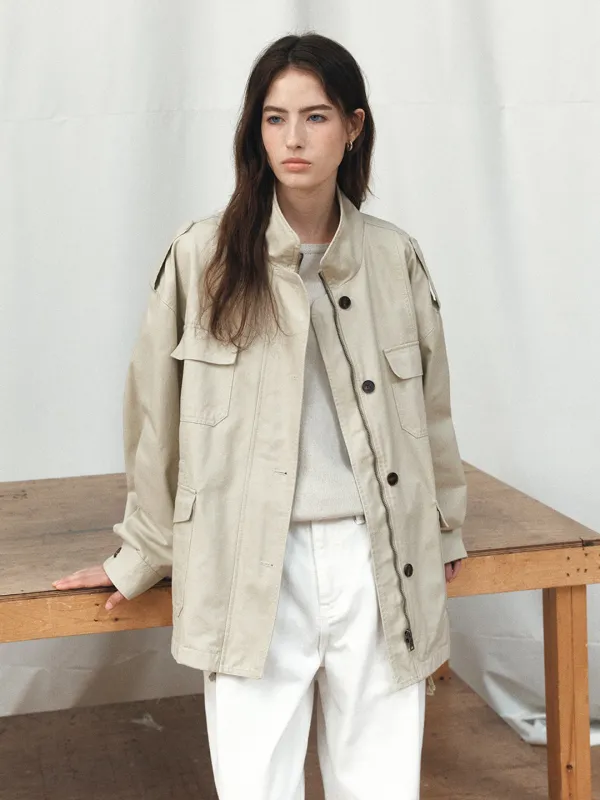 High-neck field jumper [KNFW06JP04]_Beige