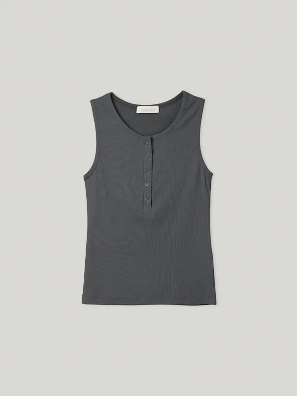 Lycée Button Sleeveless Charcoal