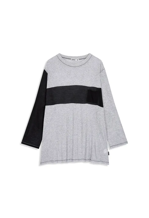 [EXCLUSIVE] SLOUCHY COLOR BLOCK TEE, GRAY