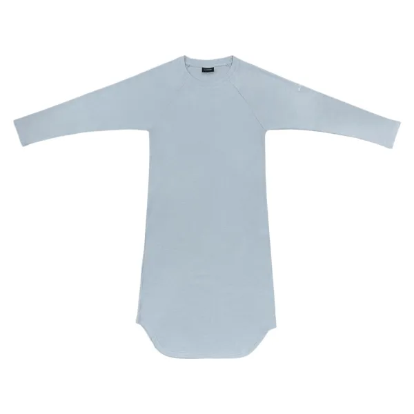 25-001 WAFFLE RAGLAN LONG SLEEVE DRESS (MISTY BLUE)