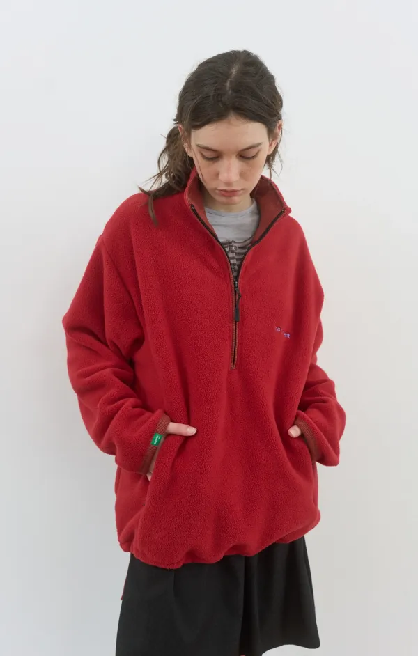 440. Half-Zip Fleece Pullover_Red