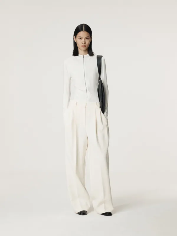 SHEER JERSEY FITTED ZIP HOODIE (IVORY)