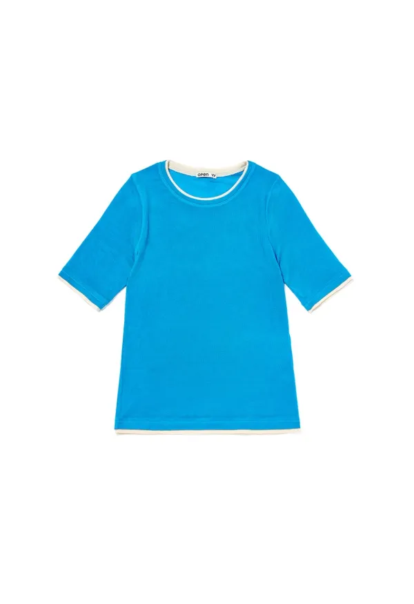 CONTRAST EDGE T-SHIRT, BLUE