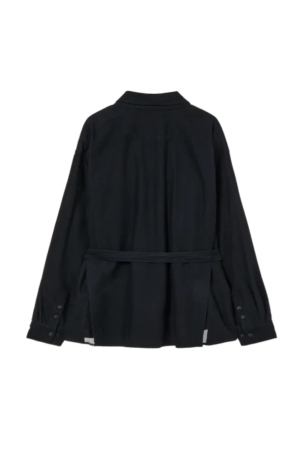 FRAYED COTTON SHIRT IN BLACK