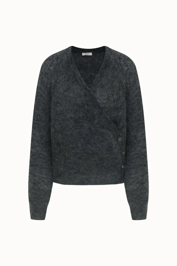 [2차 리오더]Kid Mohair Wrap Knit Top[LMBEAUKN291]-Charcoal