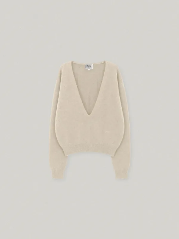 PLONGER DEEP V NECK KNIT (OATMEAL)