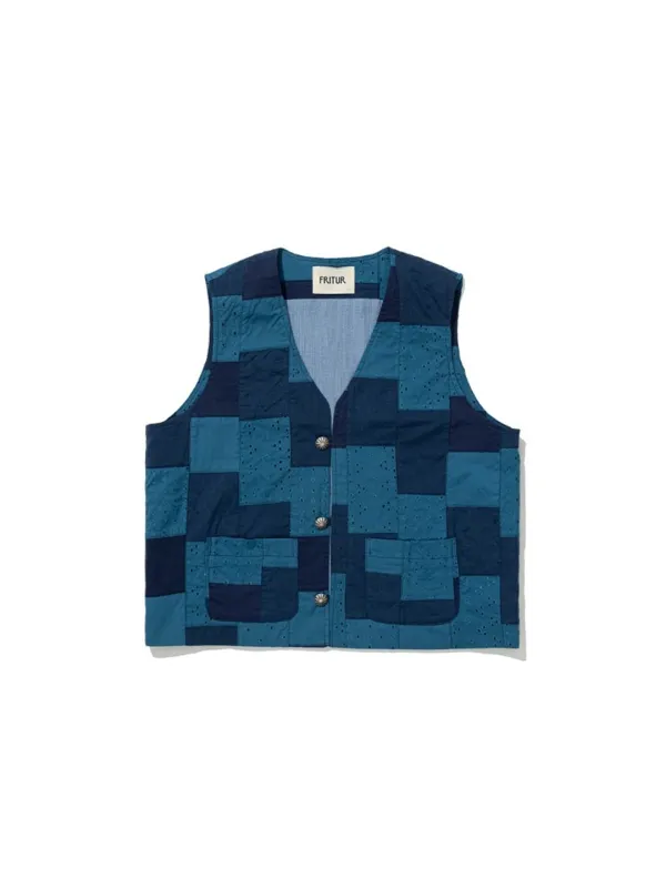 Quilt Patchwork Vest Blue_F262VE01