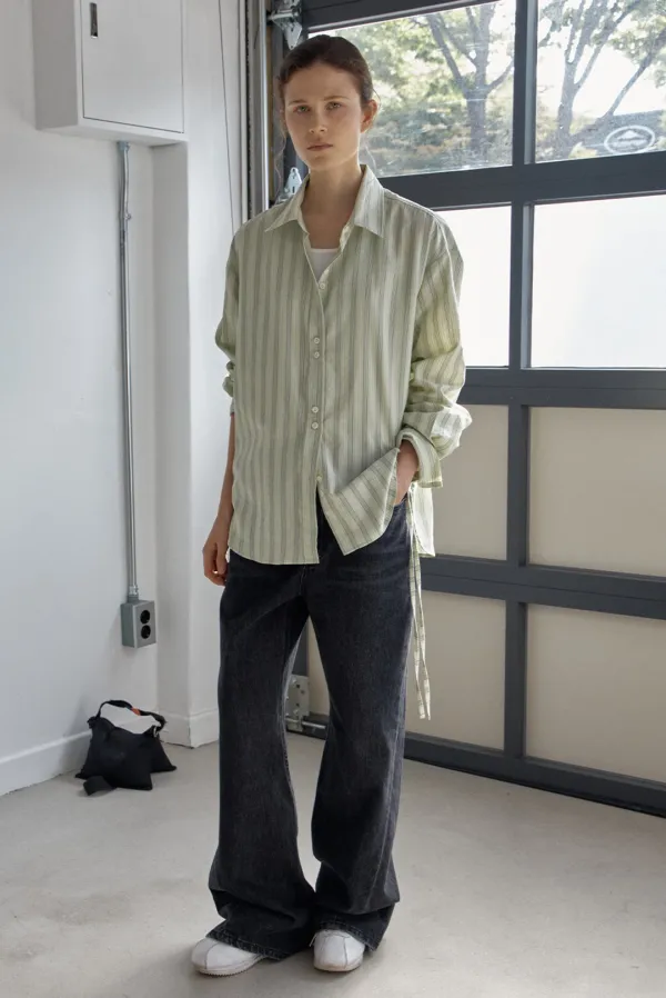 string shirring shirts - pistachio