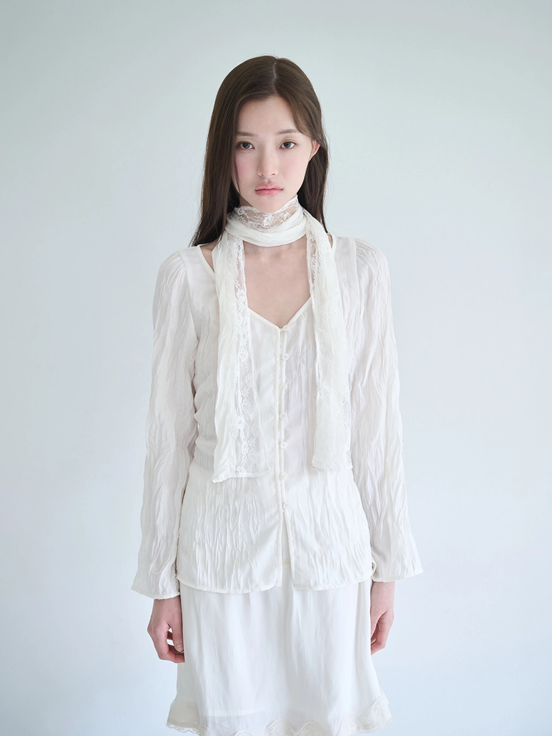 낫유어로즈 Scarf wrinkle blouse (Ivory) 상품 이미지 2