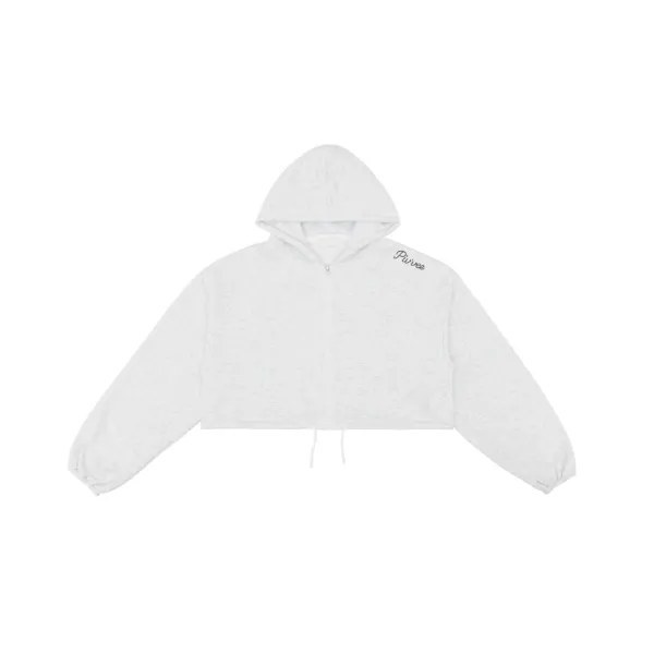Semi-cropped Zip-up Hoodie (snow grey)