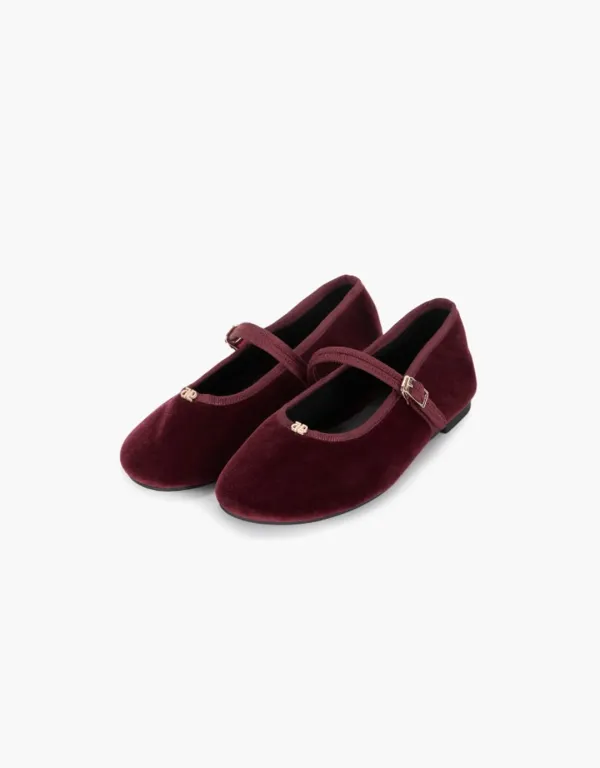 velvet maryjane shoes - red
