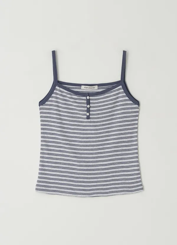 Soft stripe sleeveless top_BLUE