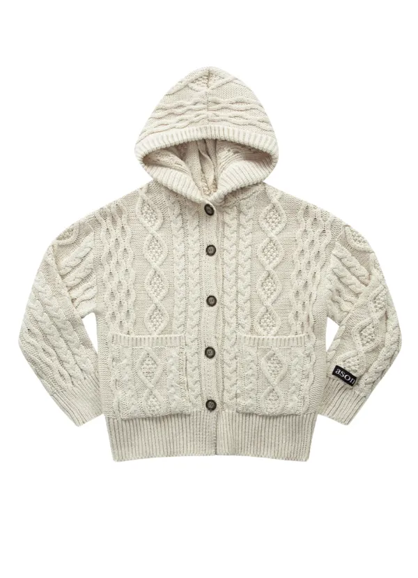 ELO TWISTED HOOD CARDIGAN / IVORY