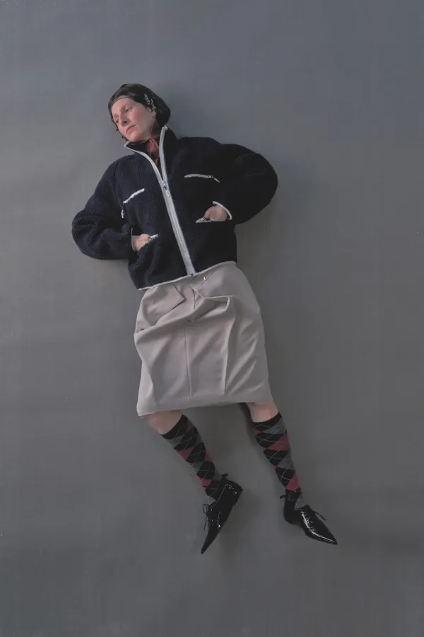 PF26 NAVY CONTRAST FLEECE JACKET