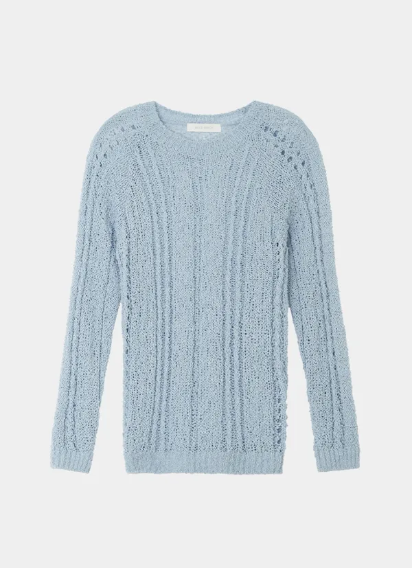 Knotted crew neck knit (sky blue)