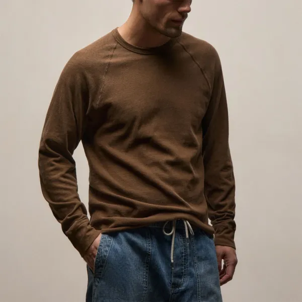 Slub Jersey Long Sleeve Raglan Crew - Gingerbread Pigment