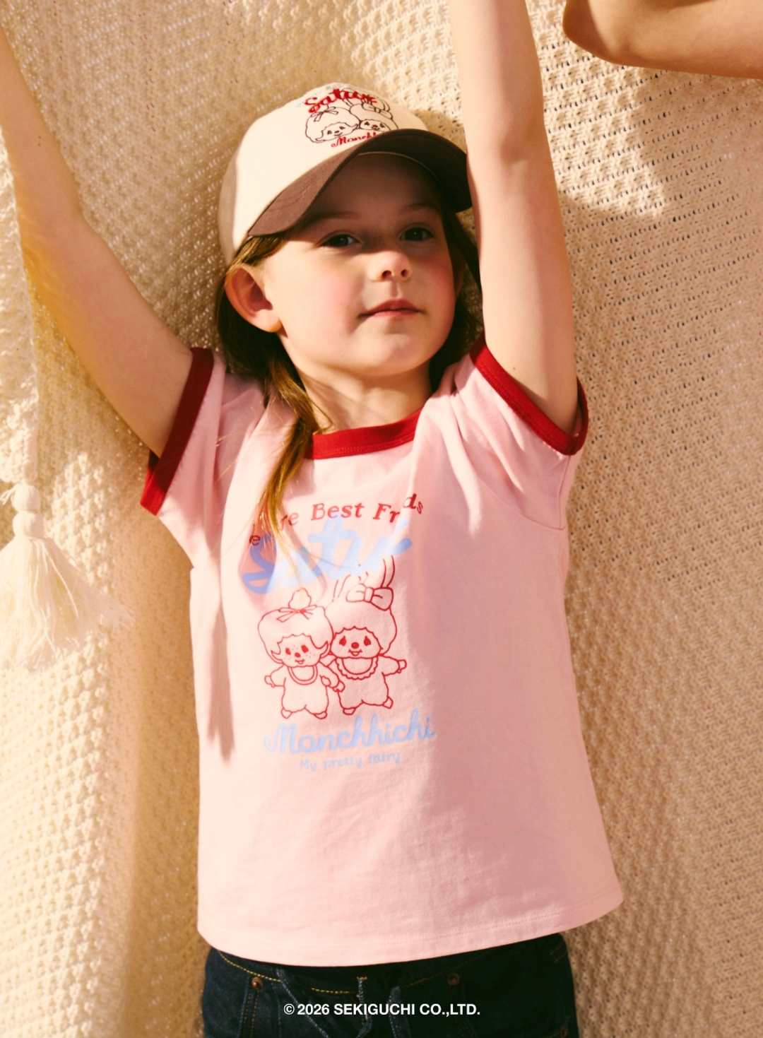 세터 (K) Satur X Monchhichi Ringer T-Shirt - Pink 상품 이미지 2