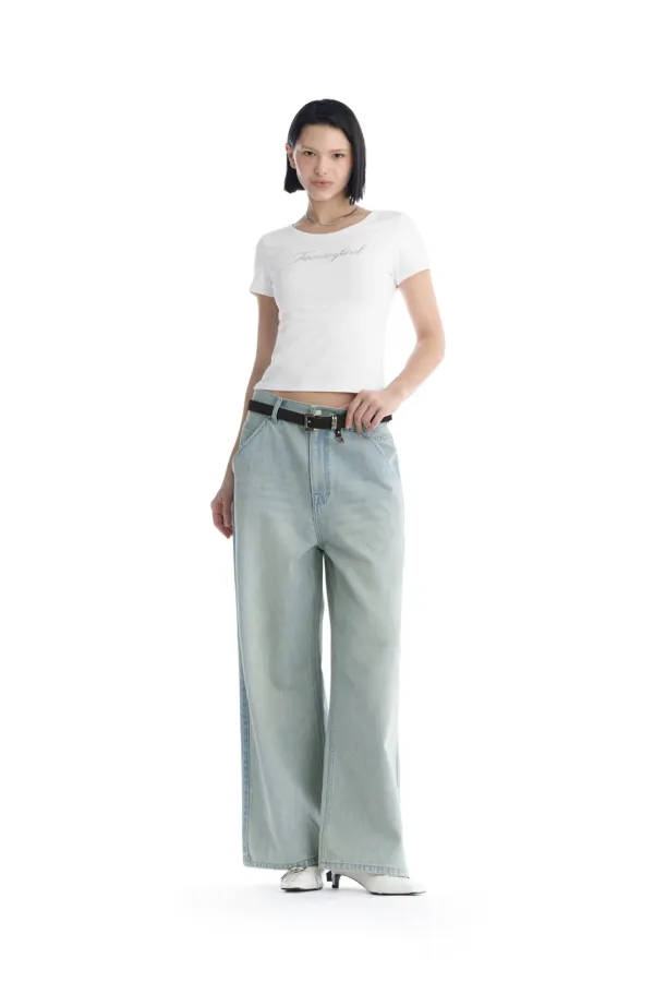 Metallic Hot-Fix Logo Slim T-Shirt [ White ]