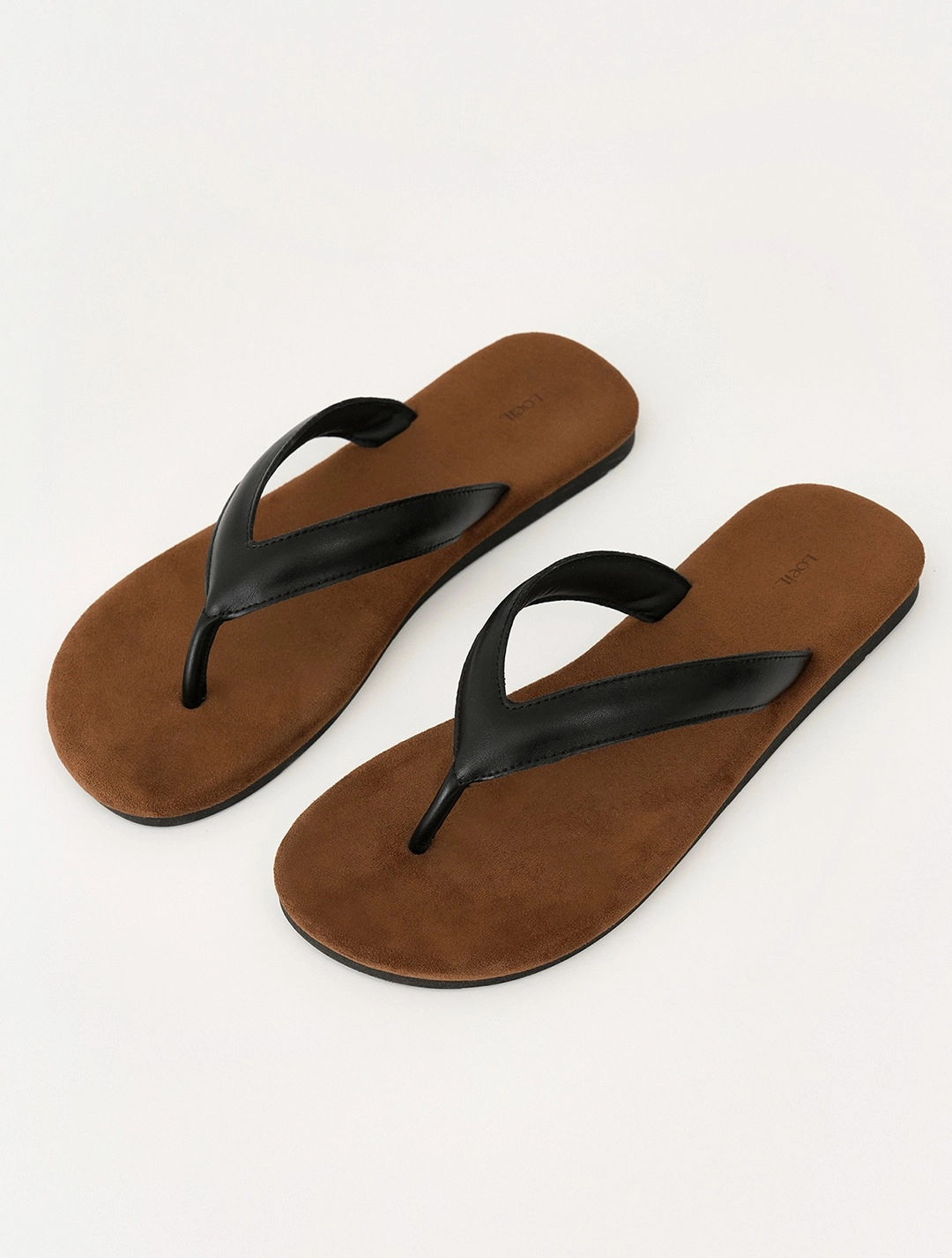 로에일 [6/12 순차출고]  Logo sole fake leather strap flip flops_Brown 상품 이미지 1