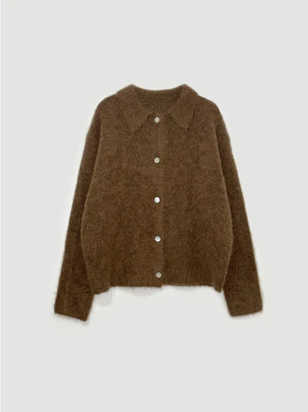 Hairy collar cardigan (브라운)