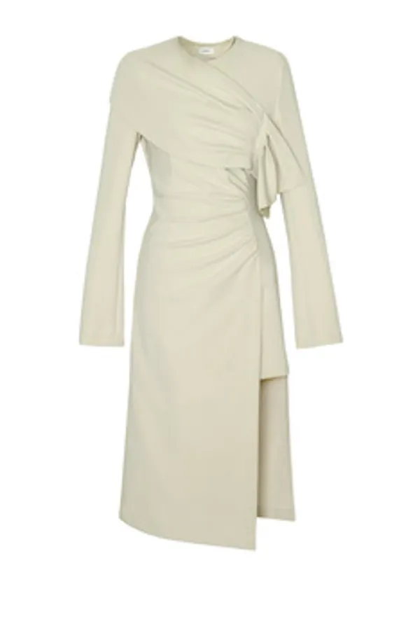 KERRY STRETCH CREPE DRAPED DRESS