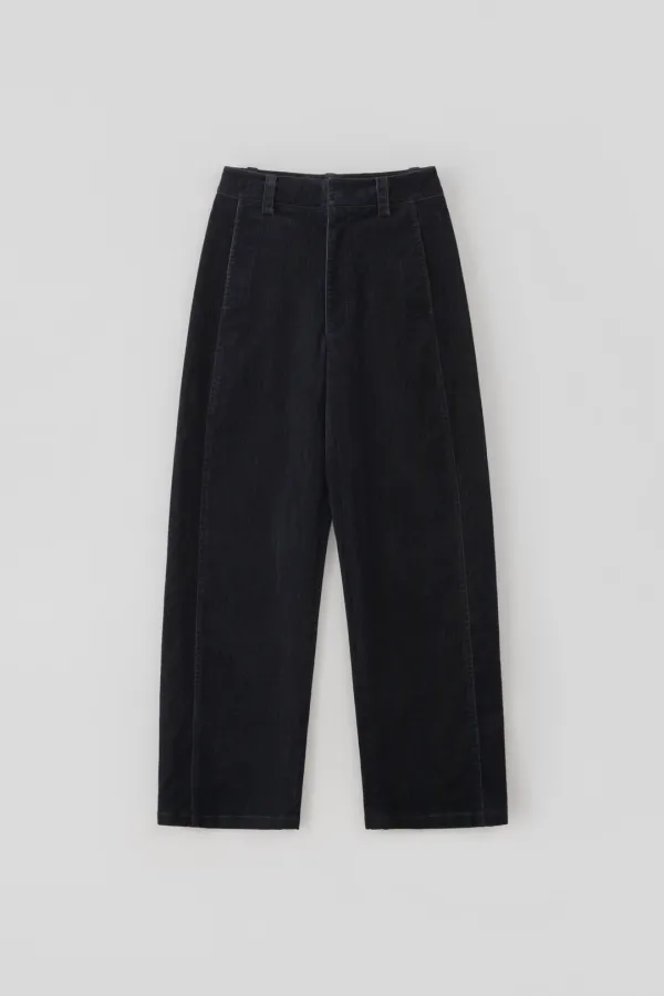 Velvet Curved Pants_Navy