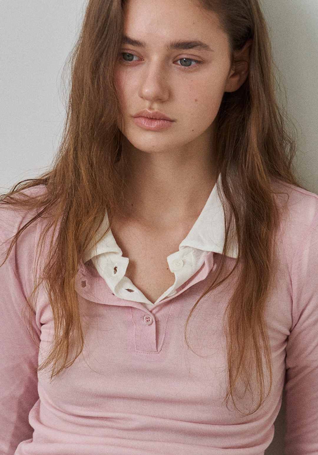 이브세이지 [1차 리오더] Seethrough polo tee (Pink) 상품 이미지 2