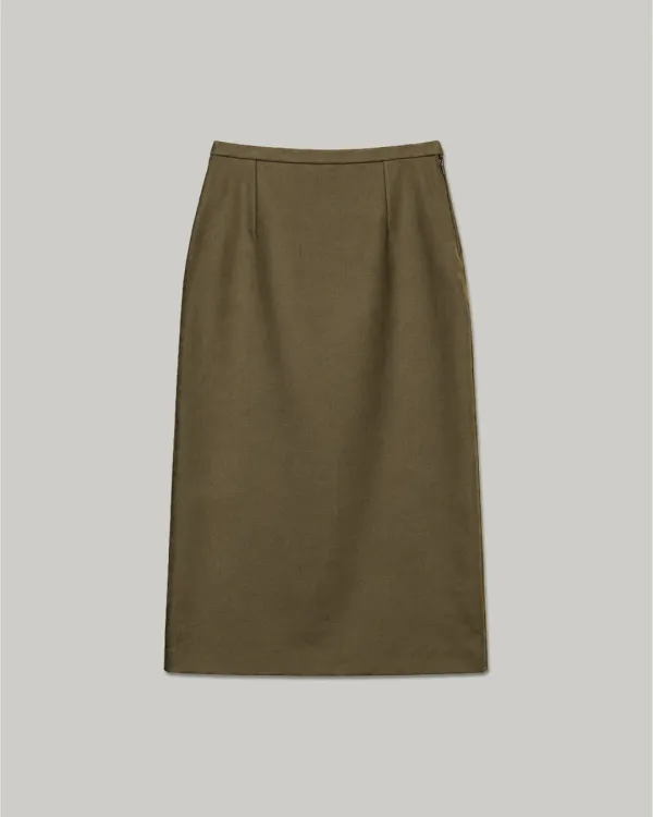 [2차 10월 16일 배송] Tia Long Skirt_Olive Khaki