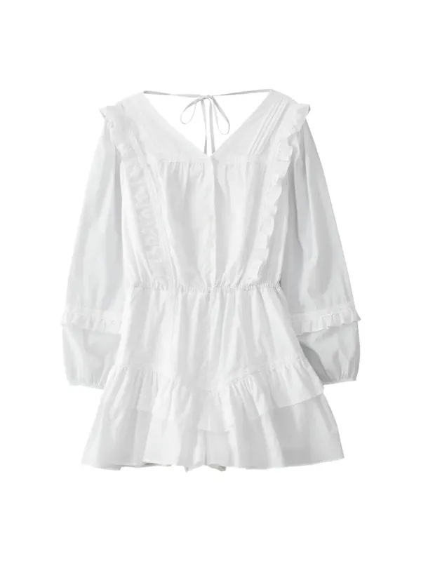 Ruffle Point Jumpsuit_ White