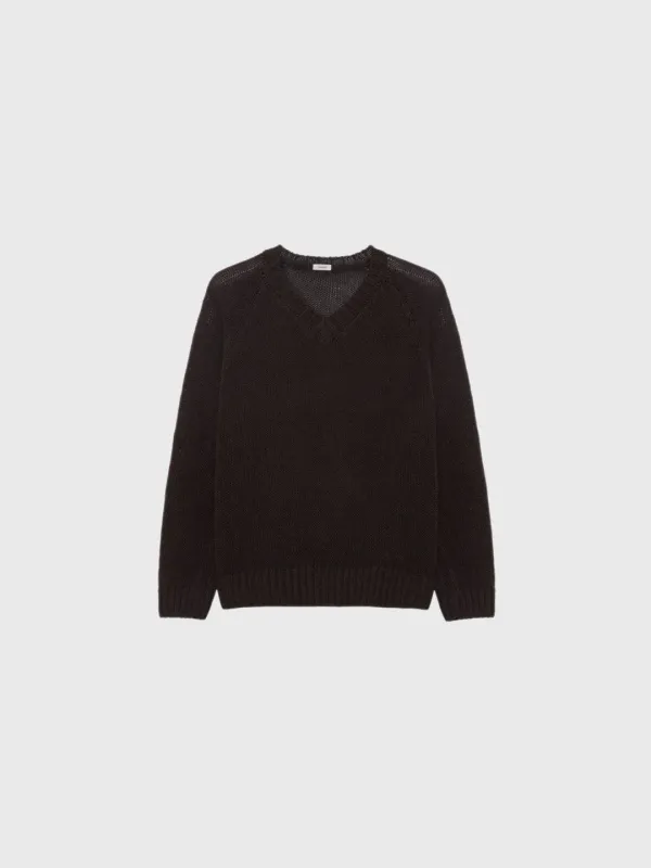 Paper v neck knit (dark gray / ivory / brown / light pink)