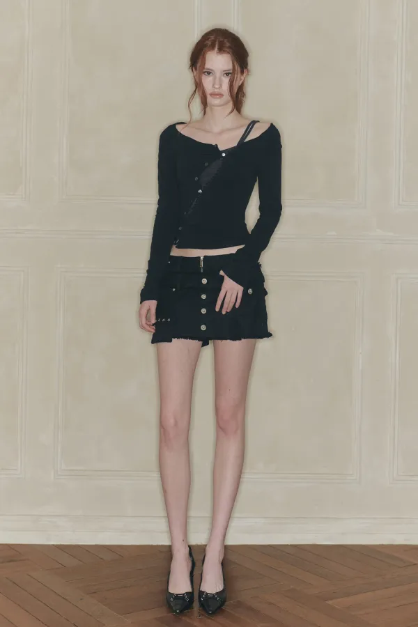 CUT-OUT LAYERED TEE black
