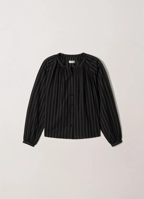 Dobby Shirring Blouse (Black)