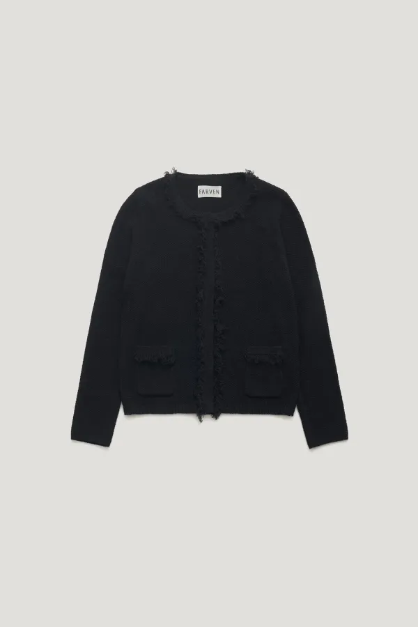 HALO TWEED CARDIGAN_BLACK / ₩159,000