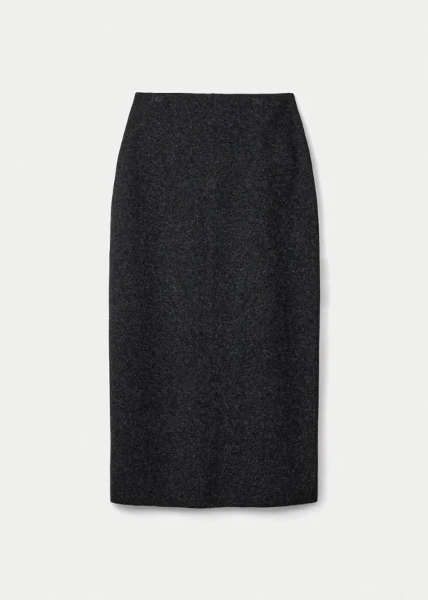 Wool cashmere double faced maxi skirt_Graphite
