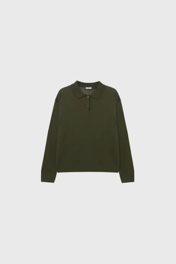 [Exclusive] Basic collar knit (khaki / dark gray / navy)