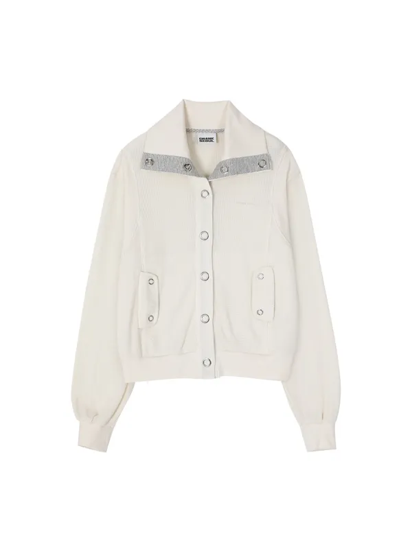 WAFFLE JERSEY EYELET JACKET_IVORY